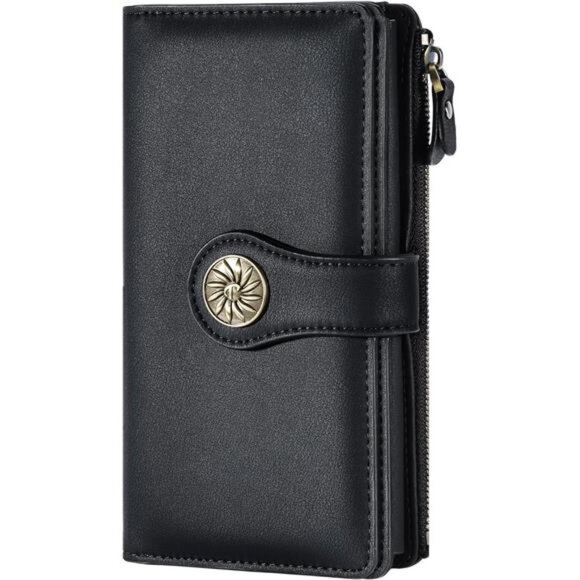 Wallets Women RFID Waxed Leather Clutch Wallet Multi Card Organizer - Picture 1 of 7